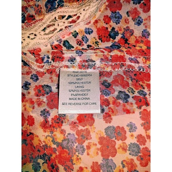 Daniel Rainn Top Blouse Multicolor Women Size XS Floral Print Semi Sheer - Picture 7 of 10